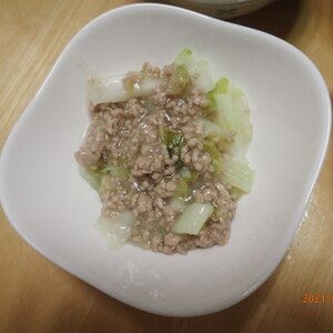 鶏ひき肉と白菜の中華風あんかけ。